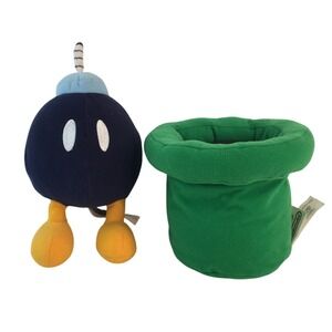 Nintendo Bob-omb Plush w/Warp Pipe 7in Blue Green Super Mario 2016 Sounds Tested